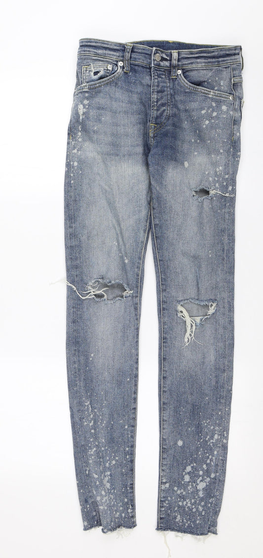 Womens UK Size 28 in H&M Regular Fit Skinny Blue Jeans