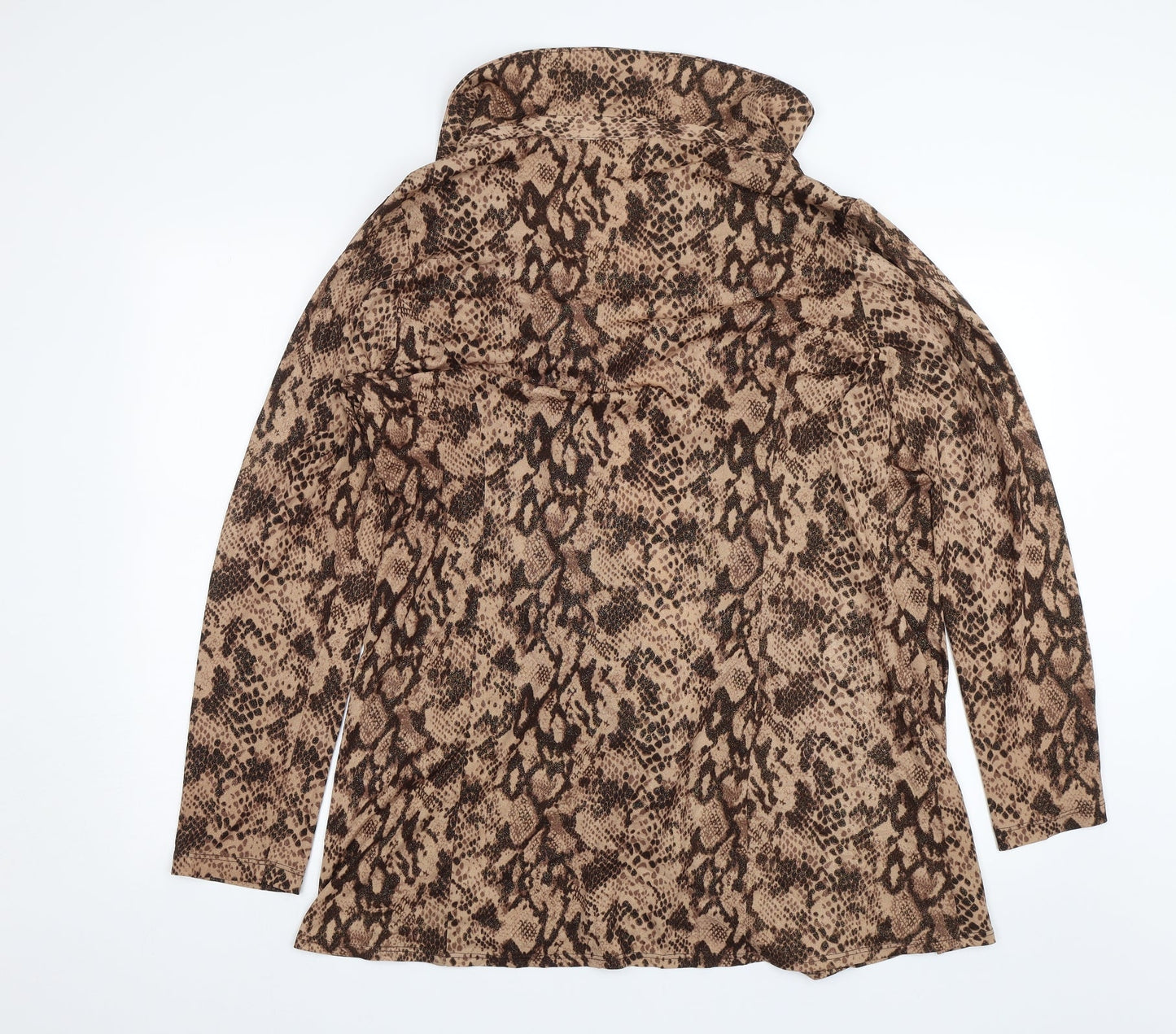 Simonton Says Womens Beige Animal Print  Basic Button-Up Size L