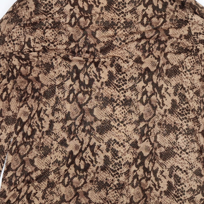 Simonton Says Womens Beige Animal Print  Basic Button-Up Size L