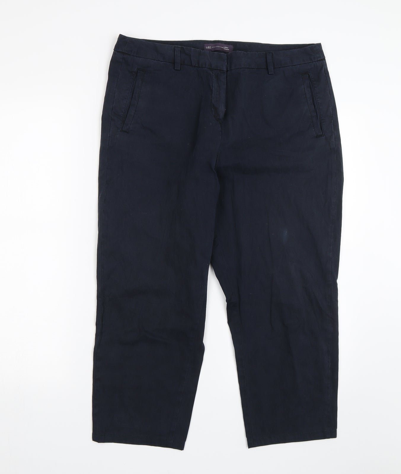 Womens UK Size 34 in M&S Regular Fit Chino Blue Trousers