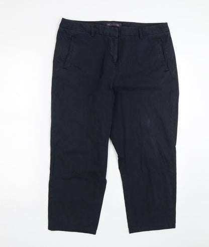 Womens UK Size 34 in M&S Regular Fit Chino Blue Trousers