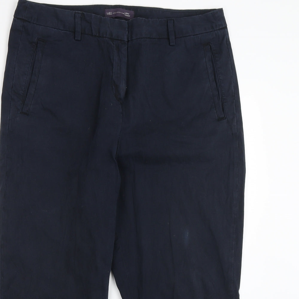 Womens UK Size 34 in M&S Regular Fit Chino Blue Trousers