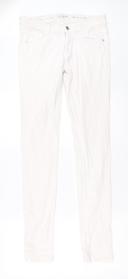 FC Jeans Womens White  Denim Skinny Jeans Size 12 L32 in
