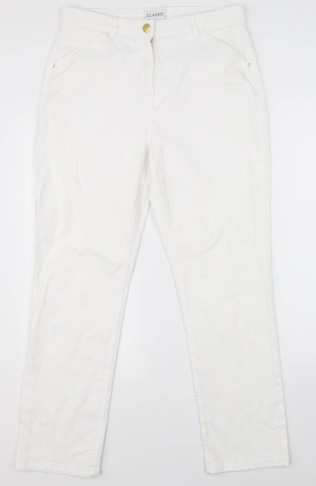 Classic Womens White  Denim Straight Jeans Size 32 in L27 in