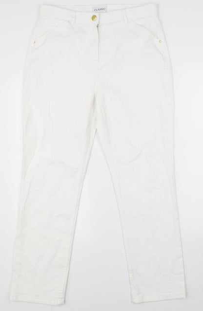 Classic Womens White  Denim Straight Jeans Size 32 in L27 in