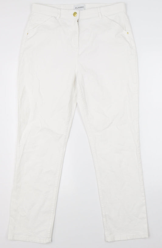 Classic Womens White  Denim Straight Jeans Size 32 in L27 in
