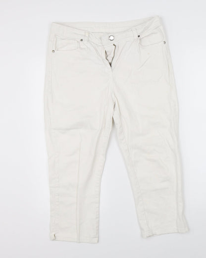 Womens UK Size 32 Preworn Regular Fit Cropped White Jeans