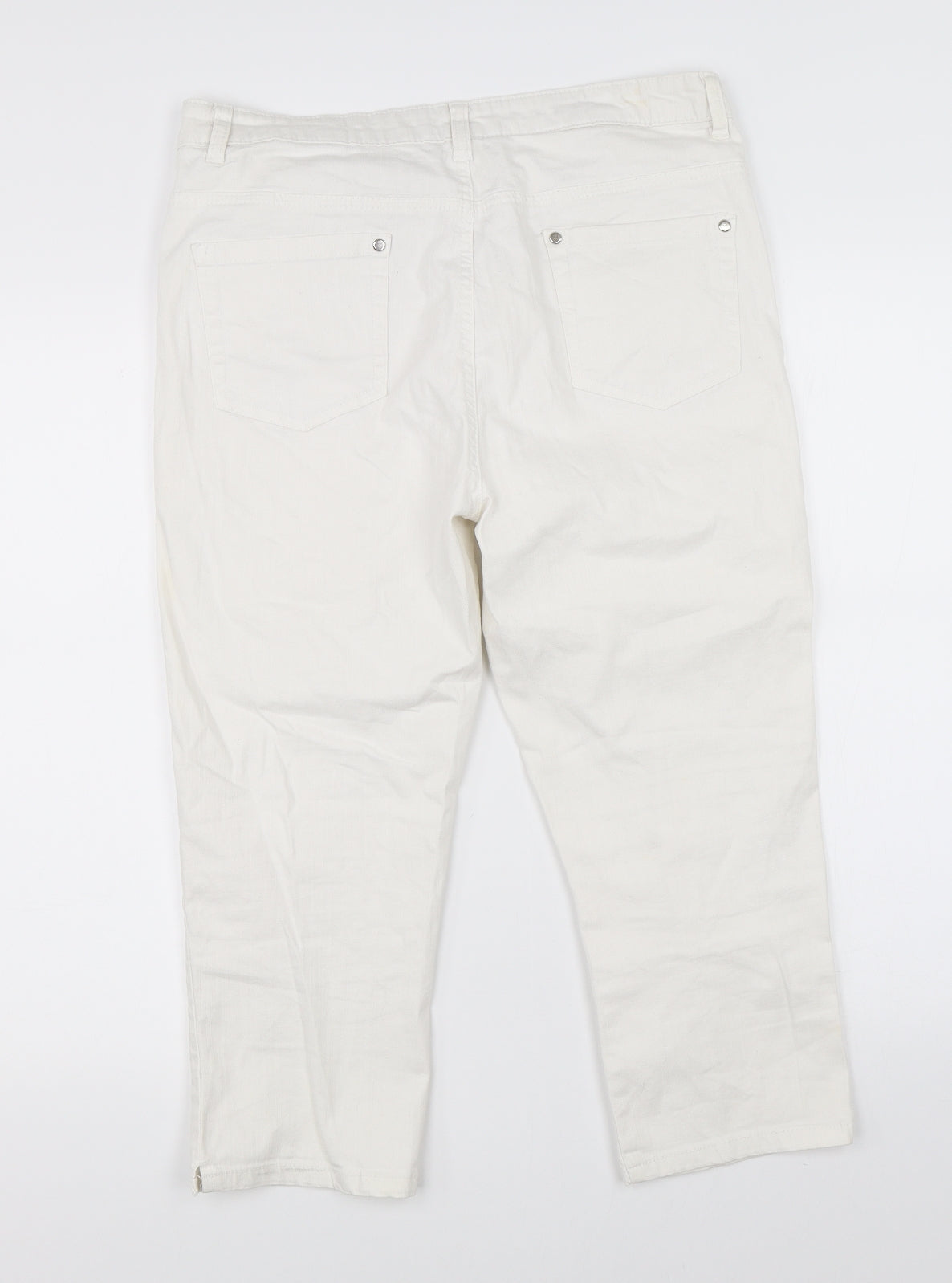 Womens UK Size 32 Preworn Regular Fit Cropped White Jeans