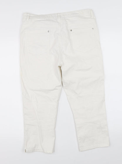 Womens UK Size 32 Preworn Regular Fit Cropped White Jeans