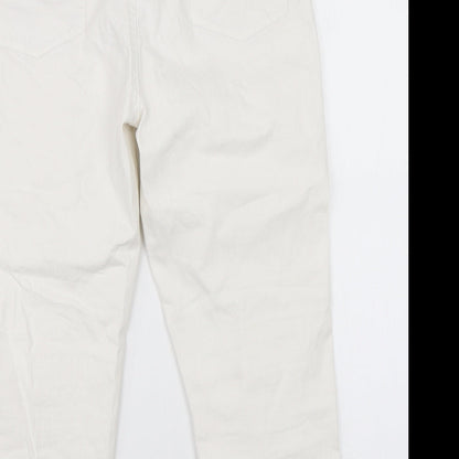 Womens UK Size 32 Preworn Regular Fit Cropped White Jeans