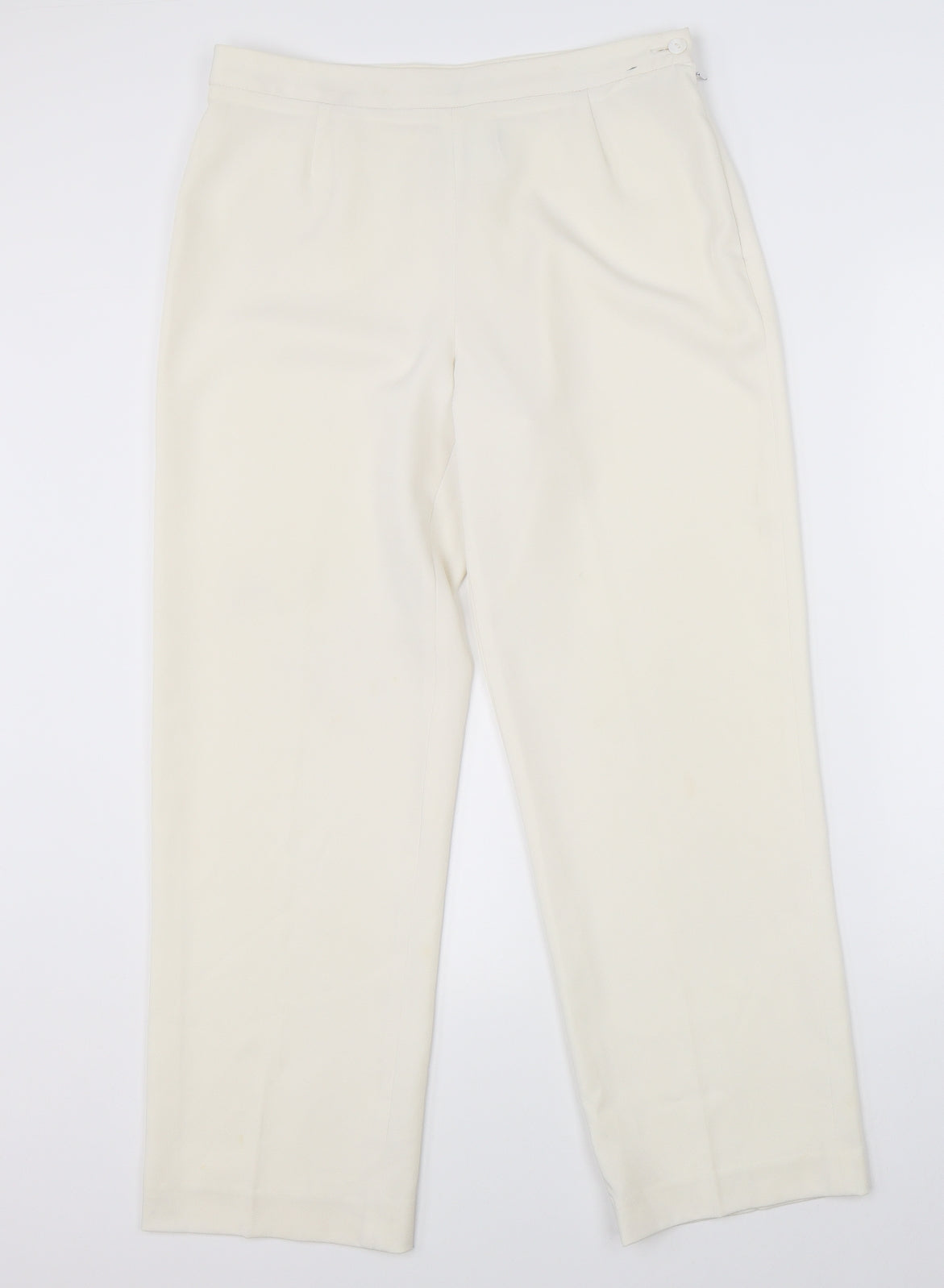 Womens UK Size 42 Punt Roma Regular Fit Dress Pants White Trousers