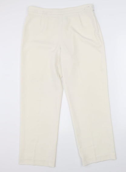 Womens UK Size 42 Punt Roma Regular Fit Dress Pants White Trousers