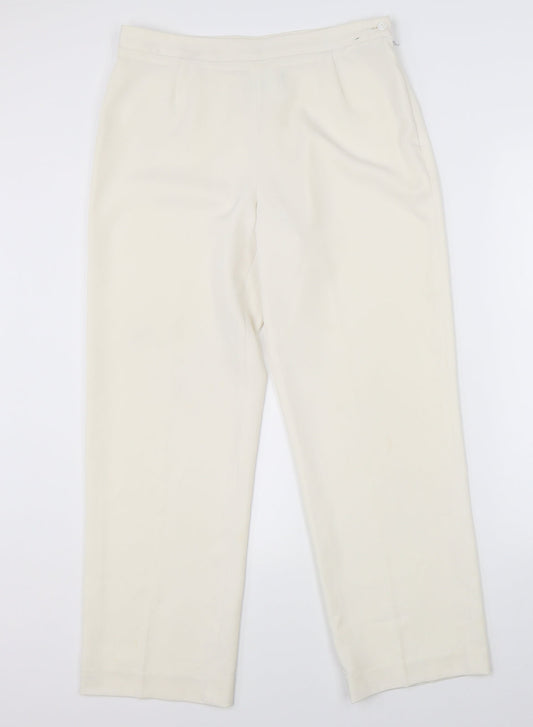 Womens UK Size 42 Punt Roma Regular Fit Dress Pants White Trousers
