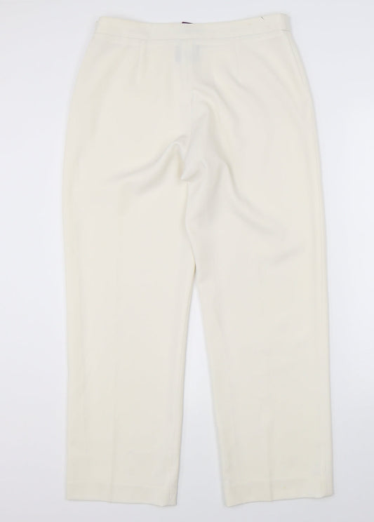 Womens UK Size 42 Punt Roma Regular Fit Dress Pants White Trousers