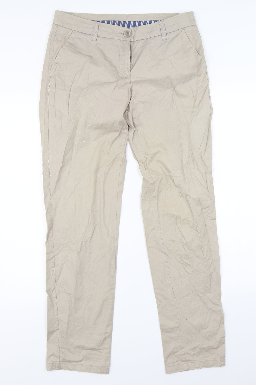 Womens UK Size 8 Blue Motion Regular Fit Chino Beige Trousers