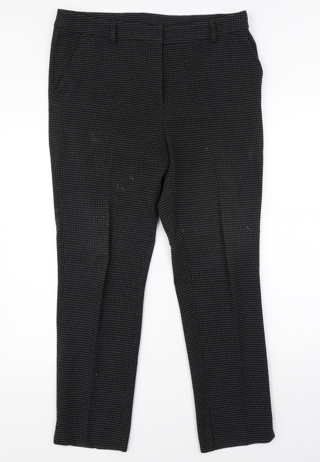 TU Womens Black Polka Dot  Dress Pants Trousers Size 14 L24 in