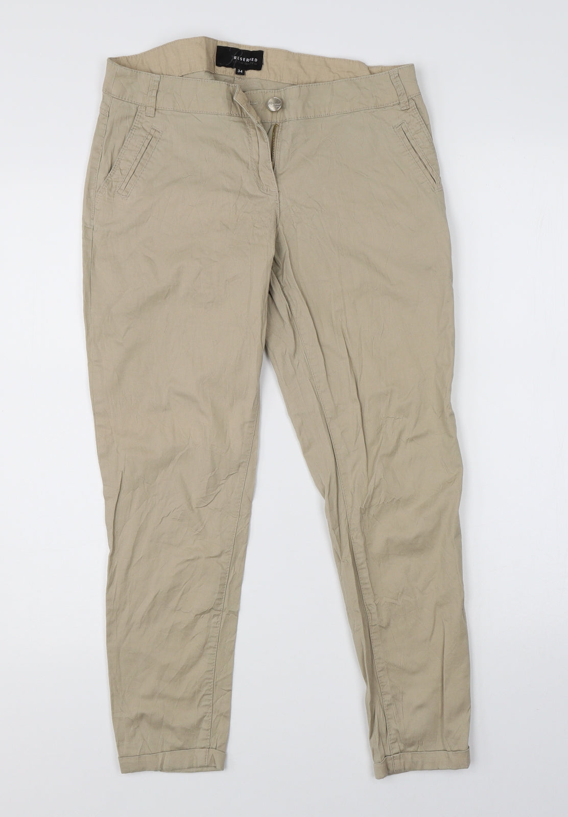 RESERVED Womens Beige   Chino Trousers Size 34 in L22 in
