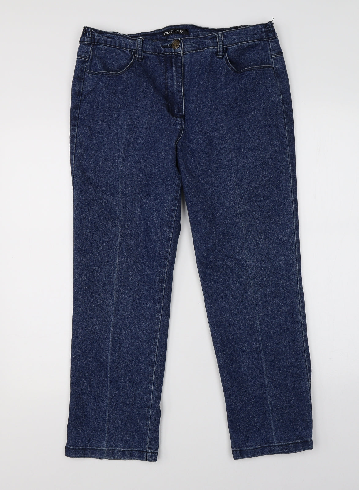 Womens UK Size 12 Preworn Regular Fit Straight Blue Jeans
