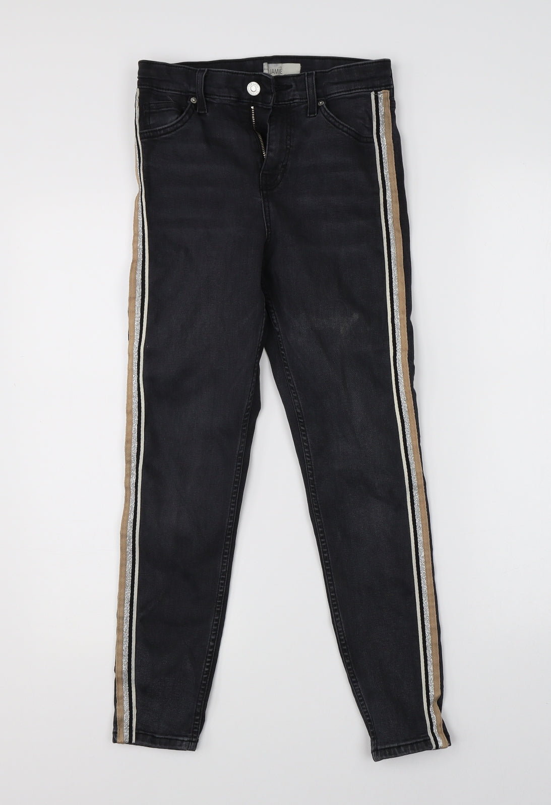 Topshop Womens Black  Denim Straight Jeans Size 25 in L30 in