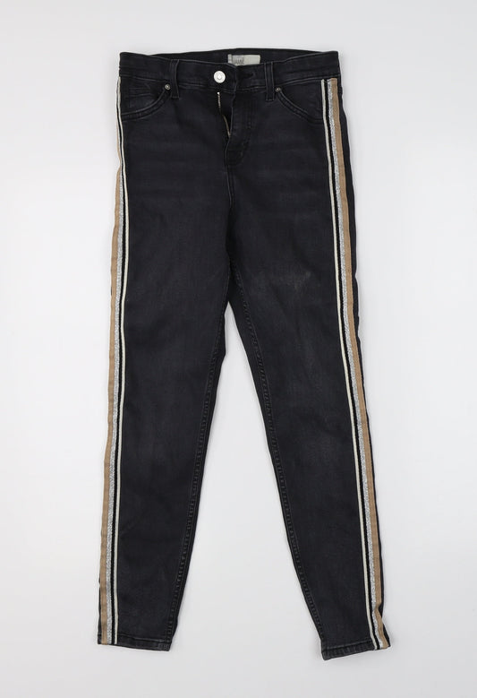 Topshop Womens Black  Denim Straight Jeans Size 25 in L30 in
