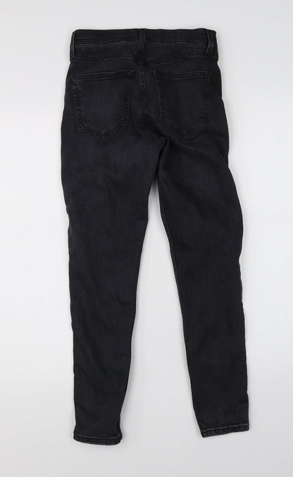 Topshop Womens Black  Denim Straight Jeans Size 25 in L30 in