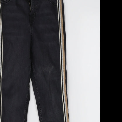 Topshop Womens Black  Denim Straight Jeans Size 25 in L30 in