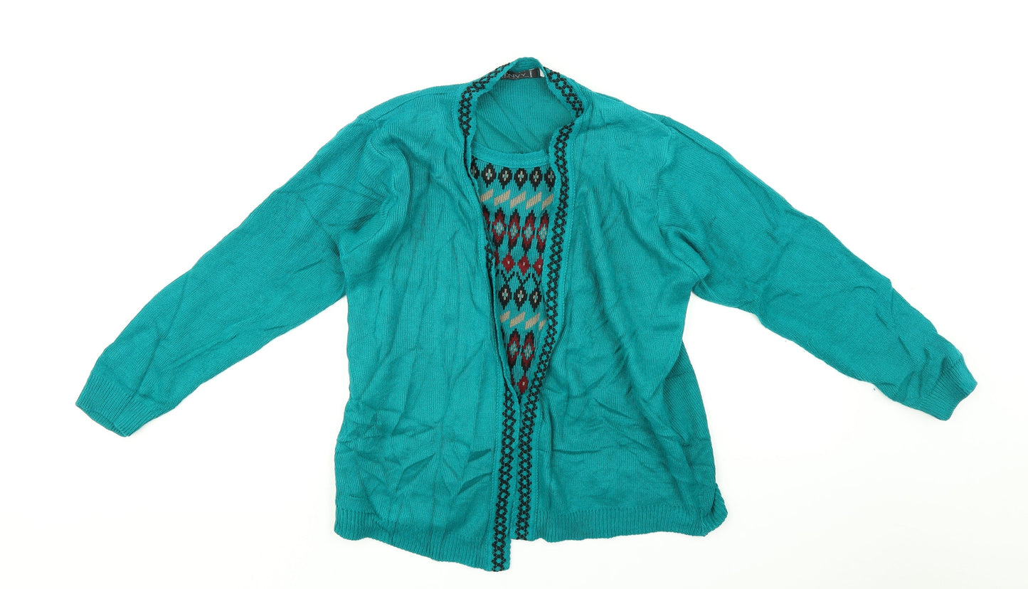 Envy Womens Green Argyle/Diamond   Jumper Size S