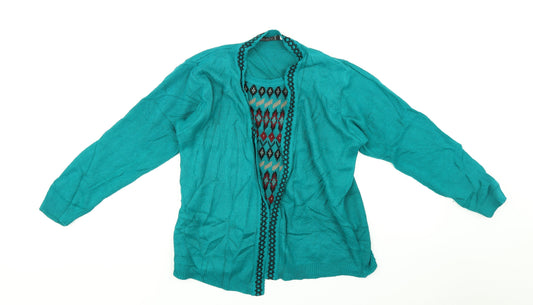 Envy Womens Green Argyle/Diamond   Jumper Size S