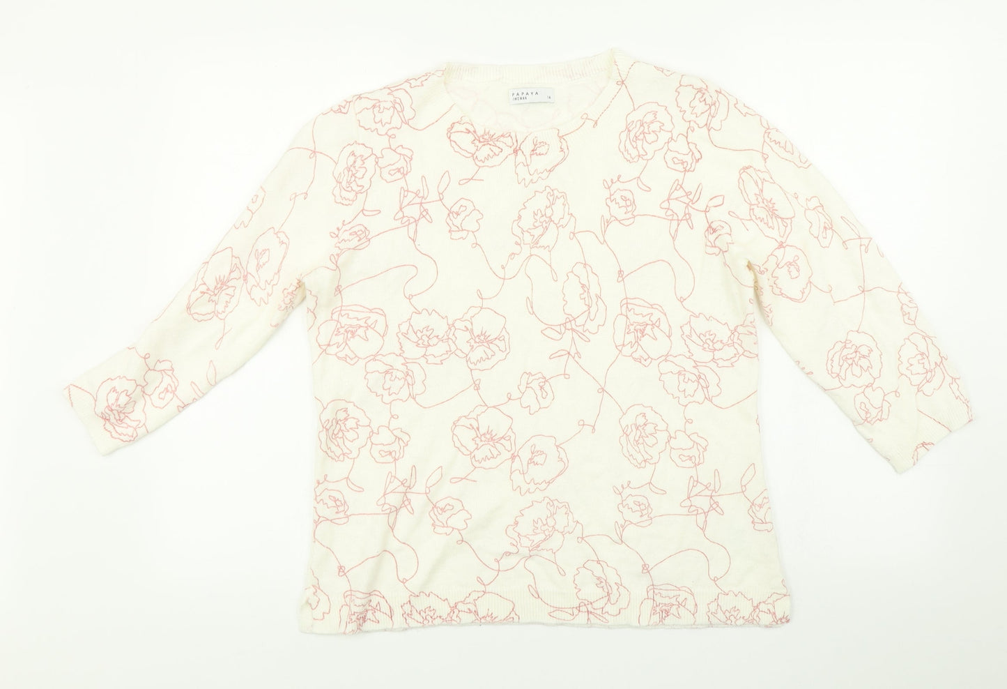 Womens UK Size 14 Papaya Multicoloured Pullover Jumper