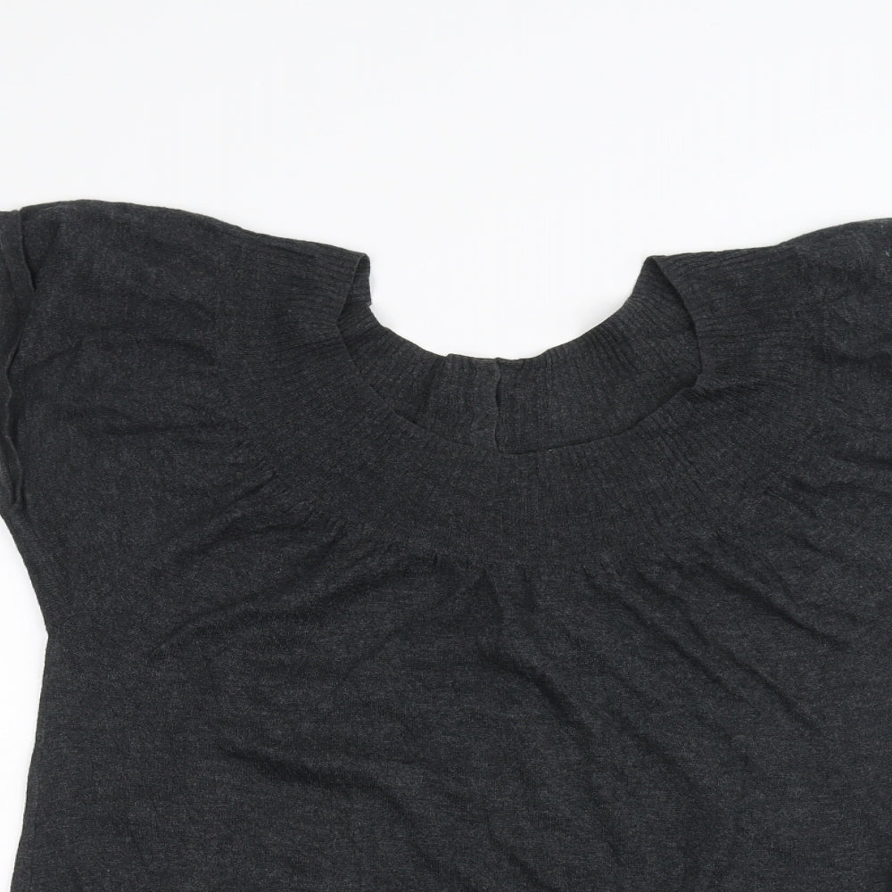 Womens UK Size L Aphorism Grey Basic T-Shirt