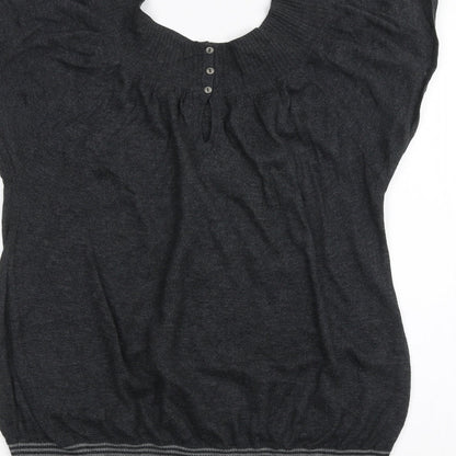 Womens UK Size L Aphorism Grey Basic T-Shirt
