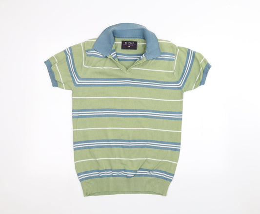 JM sport Mens Green Striped   Polo Size M