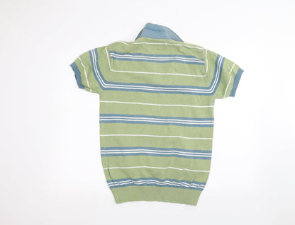JM sport Mens Green Striped   Polo Size M