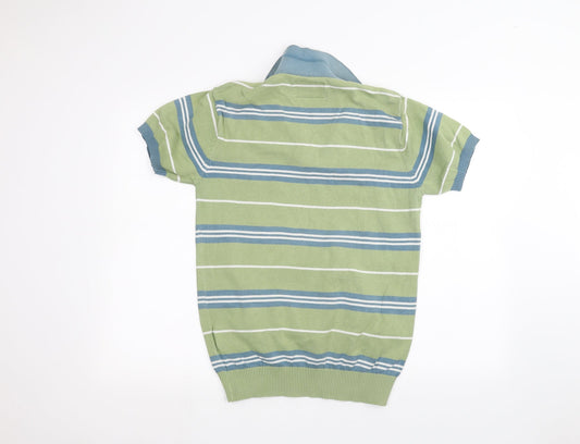 JM sport Mens Green Striped   Polo Size M