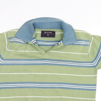 JM sport Mens Green Striped   Polo Size M