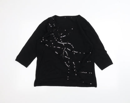 Womens UK Size L Preworn Black Pullover Jumper
