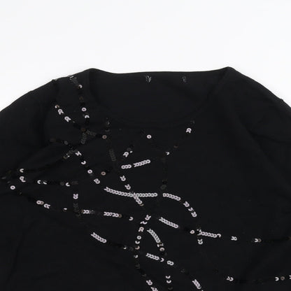 Womens UK Size L Preworn Black Pullover Jumper