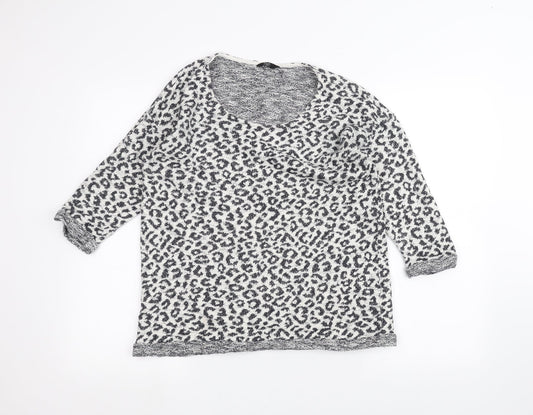 F&F Womens White Animal Print  Pullover Jumper Size 16