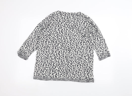 F&F Womens White Animal Print  Pullover Jumper Size 16