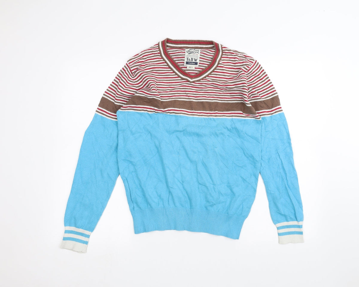 Urban District Womens Blue Striped  Pullover Jumper Size L