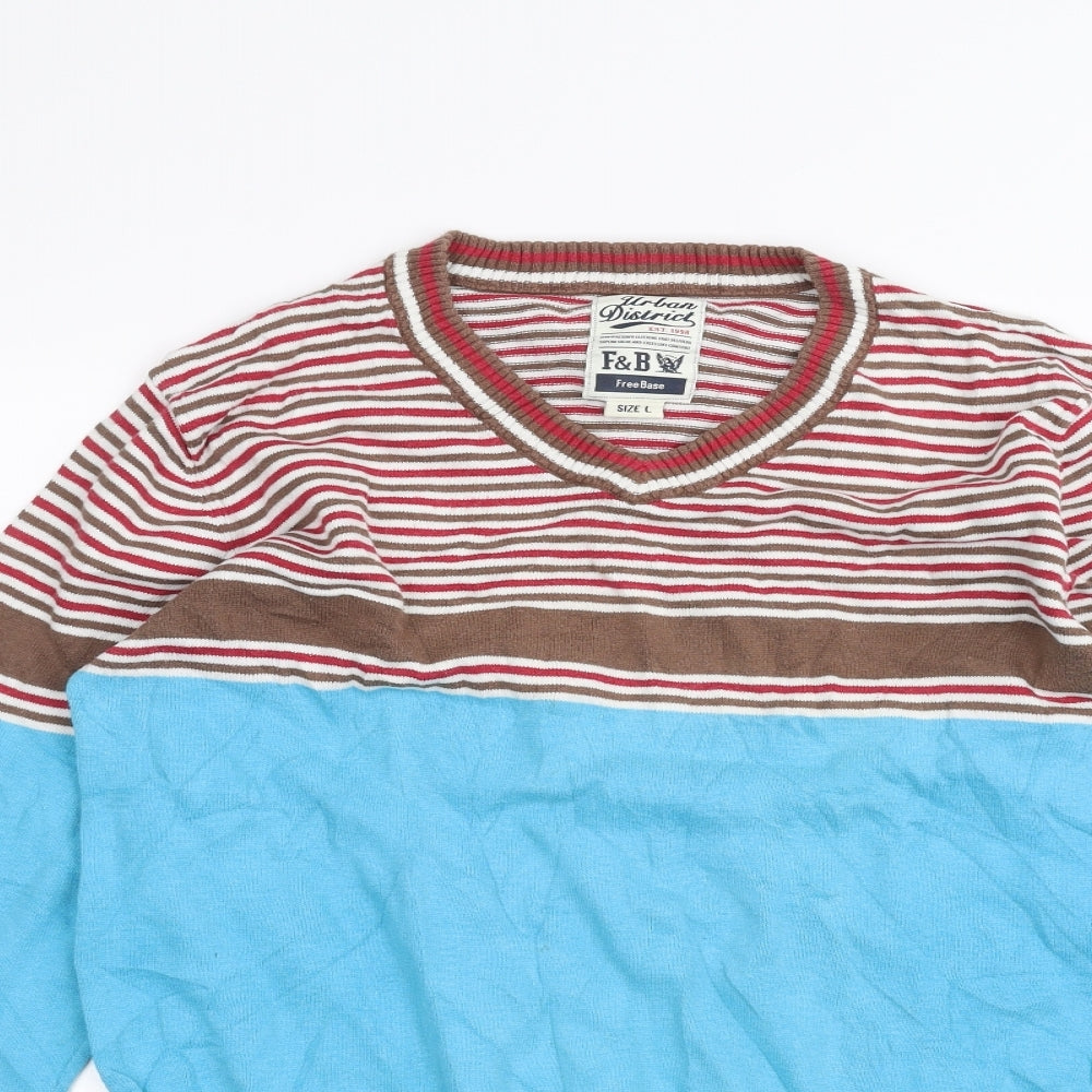Urban District Womens Blue Striped  Pullover Jumper Size L