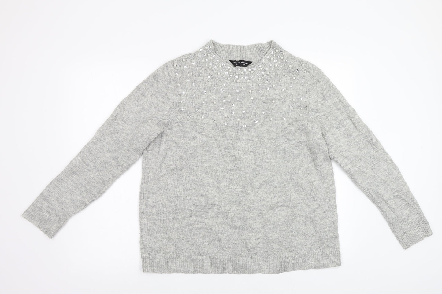 Dorothy Perkins Womens Grey   Pullover Jumper Size 18  - Beaded