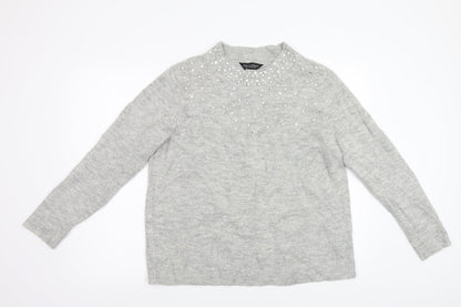 Dorothy Perkins Womens Grey   Pullover Jumper Size 18  - Beaded