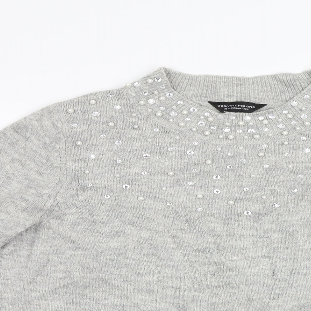 Dorothy Perkins Womens Grey   Pullover Jumper Size 18  - Beaded