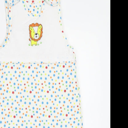 Tesco Baby White Geometric  Babygrow One-Piece Size 0-3 Months  - Lion