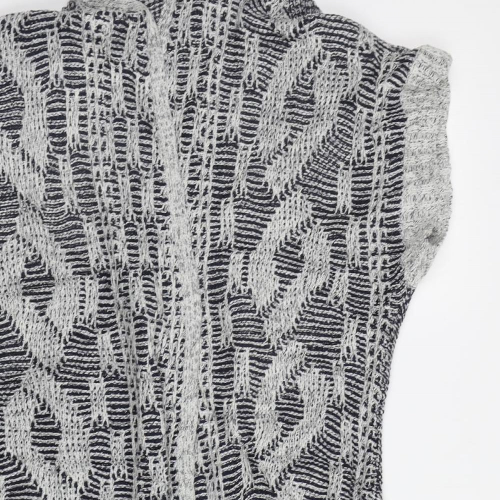 Next Womens Grey Geometric  Cardigan Jumper Size 16