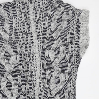 Next Womens Grey Geometric  Cardigan Jumper Size 16