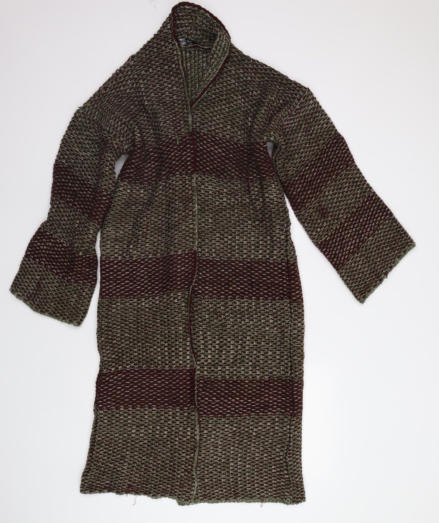 M And Knit Womens Purple Striped Knit Overcoat Coatigan