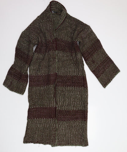 M And Knit Womens Purple Striped Knit Overcoat Coatigan