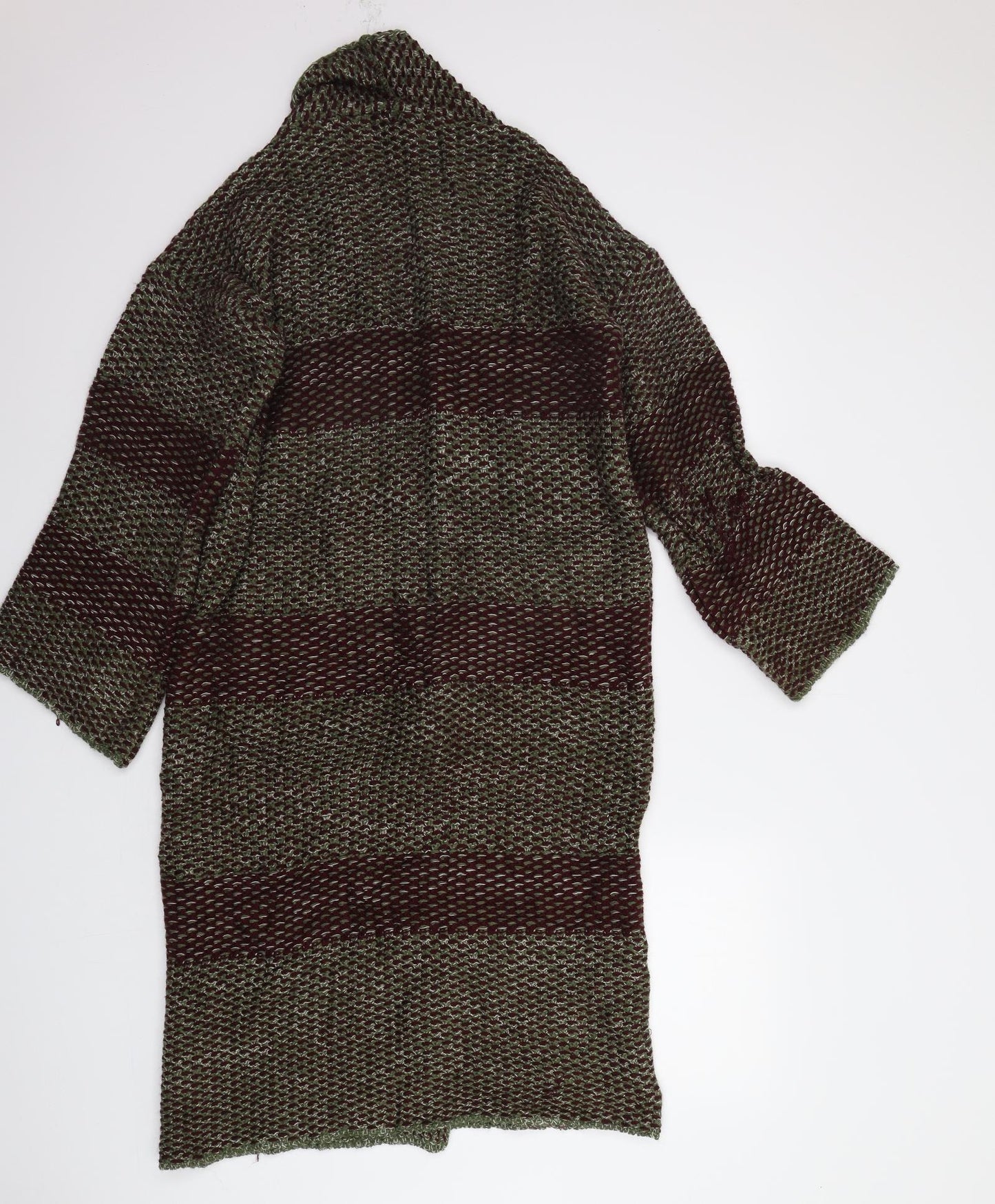 M And Knit Womens Purple Striped Knit Overcoat Coatigan